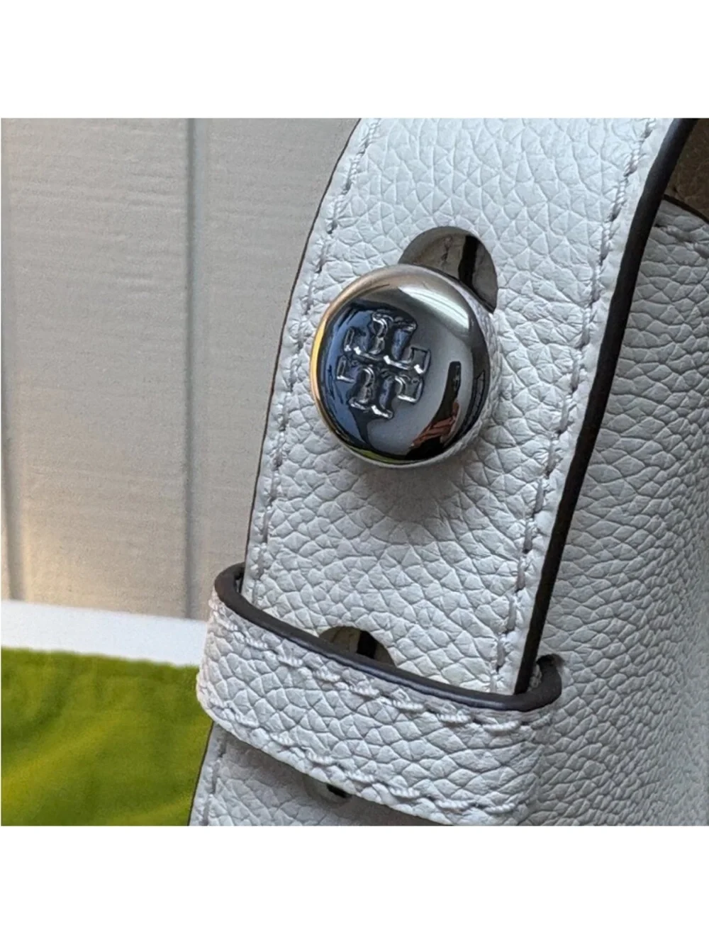 New Tory Burch Romy Pebbled Leather Large Cream White Hobo Boho Bag Purse $495